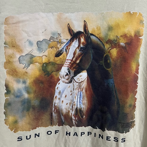 Vintage Single Stitch Graphic Tee. Graphics: Horse Entitled: “Sun Of Happiness“ - Picture 2 of 5